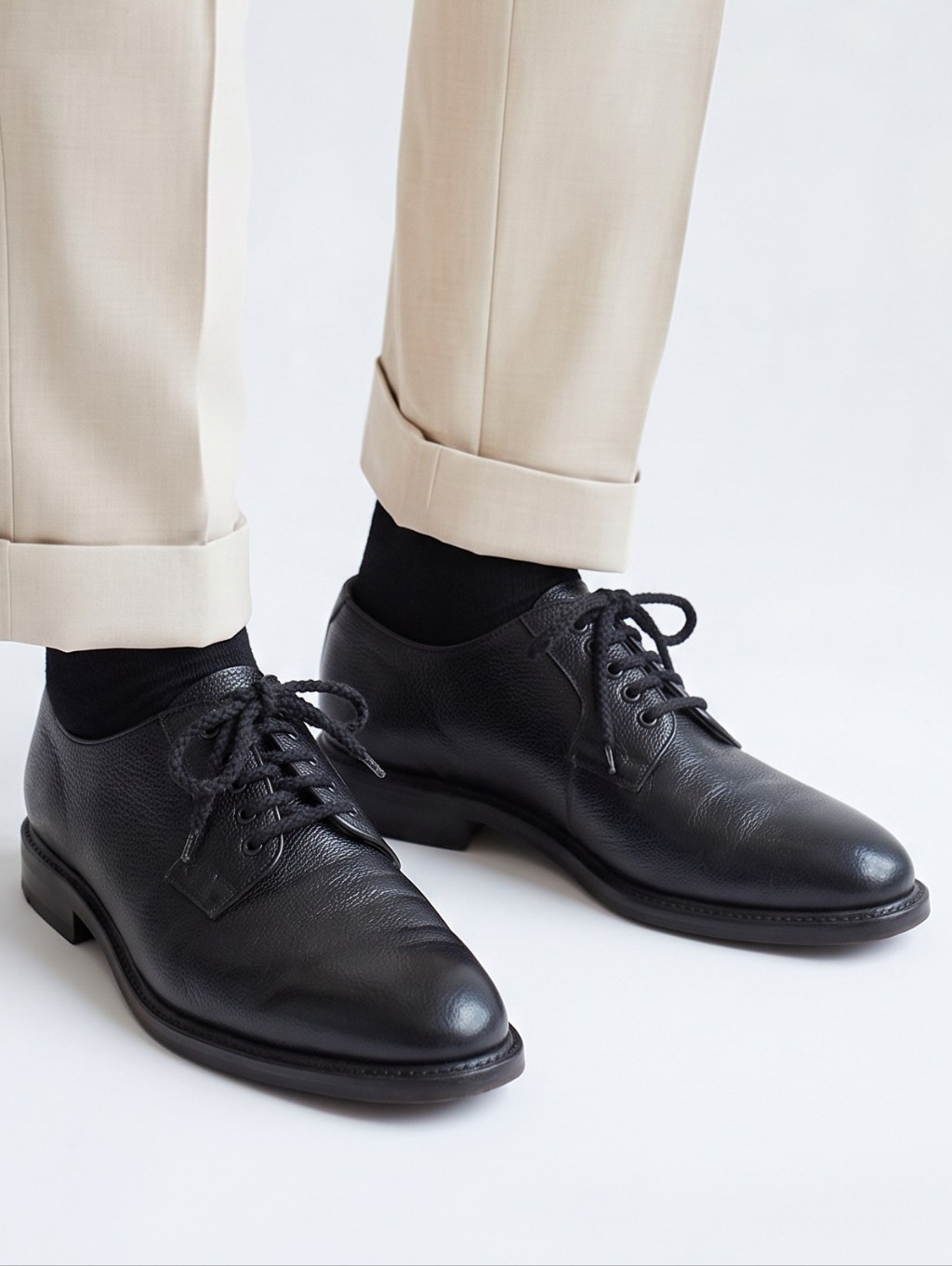 Salvatore Ferragamo Laceup Pebbled Leather Oxford Dress Shoes Size 9.5